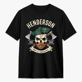 Henderson Ancient Tartan Crest 2D T-shirt - Alba Skull Style