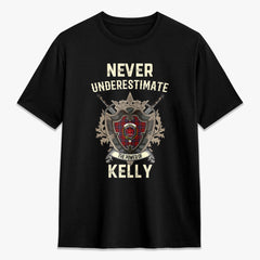 Kelly of Sleat Red Tartan Crest 2D T-shirt - Never Underestimate Style