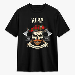 Kerr Modern Tartan Crest 2D T-shirt - Alba Skull Style