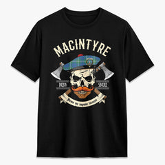 MacIntyre Hunting Ancient Tartan Crest 2D T-shirt - Alba Skull Style