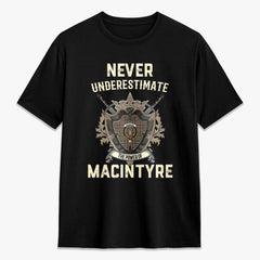 MacIntyre Hunting Weathered Tartan Crest 2D T-shirt - Never Underestimate Style