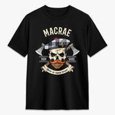 MacRae Dress Modern Tartan Crest 2D T-shirt - Alba Skull Style