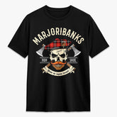Marjoribanks Tartan Crest 2D T-shirt - Alba Skull Style
