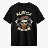 Matheson Ancient Tartan Crest 2D T-shirt - Alba Skull Style