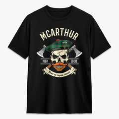 McArthur Ancient Tartan Crest 2D T-shirt - Alba Skull Style