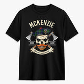 McKenzie Modern Tartan Crest 2D T-shirt - Alba Skull Style