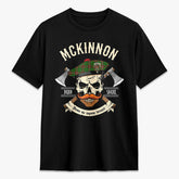 McKinnon Hunting Modern Tartan Crest 2D T-shirt - Alba Skull Style