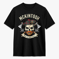 McKintosh Hunting Modern Tartan Crest 2D T-shirt - Alba Skull Style