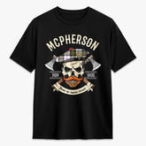McPherson Dress Modern Tartan Crest 2D T-shirt - Alba Skull Style