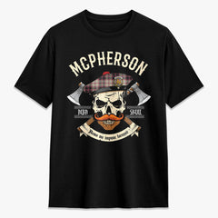 McPherson Hunting Ancient Tartan Crest 2D T-shirt - Alba Skull Style