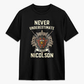 Nicolson Ancient Tartan Crest 2D T-shirt - Never Underestimate Style