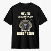 Robertson Hunting Modern Tartan Crest 2D T-shirt - Never Underestimate Style