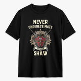 Shaw Red Modern Tartan Crest 2D T-shirt - Never Underestimate Style