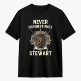 Stewart Black Tartan Crest 2D T-shirt - Never Underestimate Style