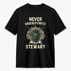 Stewart Old Modern Tartan Crest 2D T-shirt - Never Underestimate Style
