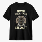 Stewart Old Weathered Tartan Crest 2D T-shirt - Never Underestimate Style