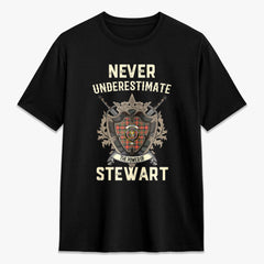 Stewart Royal Ancient Tartan Crest 2D T-shirt - Never Underestimate Style