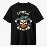 Stewart of Appin Hunting Ancient Tartan Crest 2D T-shirt - Alba Skull Style