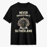 Sutherland Modern Tartan Crest 2D T-shirt - Never Underestimate Style