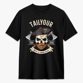 Tailyour (or Taylor) Tartan Crest 2D T-shirt - Alba Skull Style
