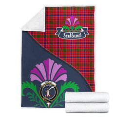 McRae Modern Tartan Crest Premium Blanket - Thistle Style