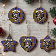 Balfour Modern Tartan Crest Christmas Ceramic Ornament