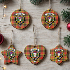 Buchanan Old Set Weathered Tartan Crest Christmas Ceramic Ornament