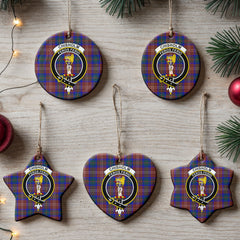 Chisholm Hunting Modern Tartan Crest Christmas Ceramic Ornament