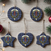 Clark Modern Tartan Crest Christmas Ceramic Ornament