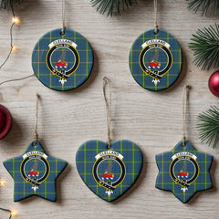 Clelland Tartan Crest Christmas Ceramic Ornament
