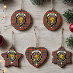 Cumming Hunting Weathered Tartan Crest Christmas Ceramic Ornament