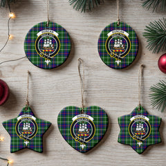 Duncan Modern Tartan Crest Christmas Ceramic Ornament