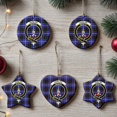 Dunlop Modern Tartan Crest Christmas Ceramic Ornament