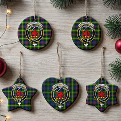 Farquharson Modern Tartan Crest Christmas Ceramic Ornament