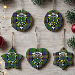 Fergusson Modern Tartan Crest Christmas Ceramic Ornament