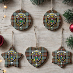 Fergusson Weathered Tartan Crest Christmas Ceramic Ornament
