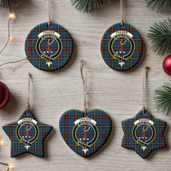 Fraser (of Lovat) Hunting Ancient Tartan Crest Christmas Ceramic Ornament