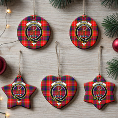 Fraser (of Lovat) Modern Tartan Crest Christmas Ceramic Ornament