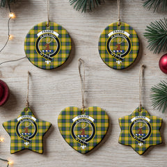 Fraser (of Lovat) Yellow Tartan Crest Christmas Ceramic Ornament
