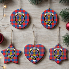 Galloway Red Tartan Crest Christmas Ceramic Ornament