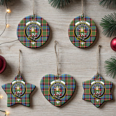 Glass Tartan Crest Christmas Ceramic Ornament