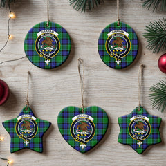Graham of Menteith Modern Tartan Crest Christmas Ceramic Ornament