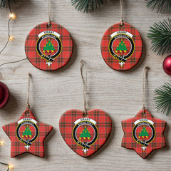 Grant Weathered Tartan Crest Christmas Ceramic Ornament