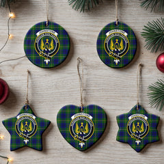 Johnstone Modern Tartan Crest Christmas Ceramic Ornament