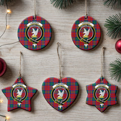 Lindsay Modern Tartan Crest Christmas Ceramic Ornament