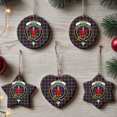Logan Modern Tartan Crest Christmas Ceramic Ornament