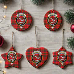 MacDougall Modern Tartan Crest Christmas Ceramic Ornament