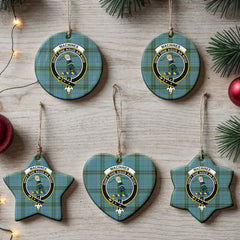 MacInnes Ancient Tartan Crest Christmas Ceramic Ornament