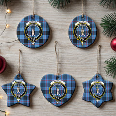 MacKay Blue Tartan Crest Christmas Ceramic Ornament