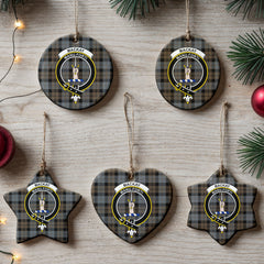 MacKay Weathered Tartan Crest Christmas Ceramic Ornament